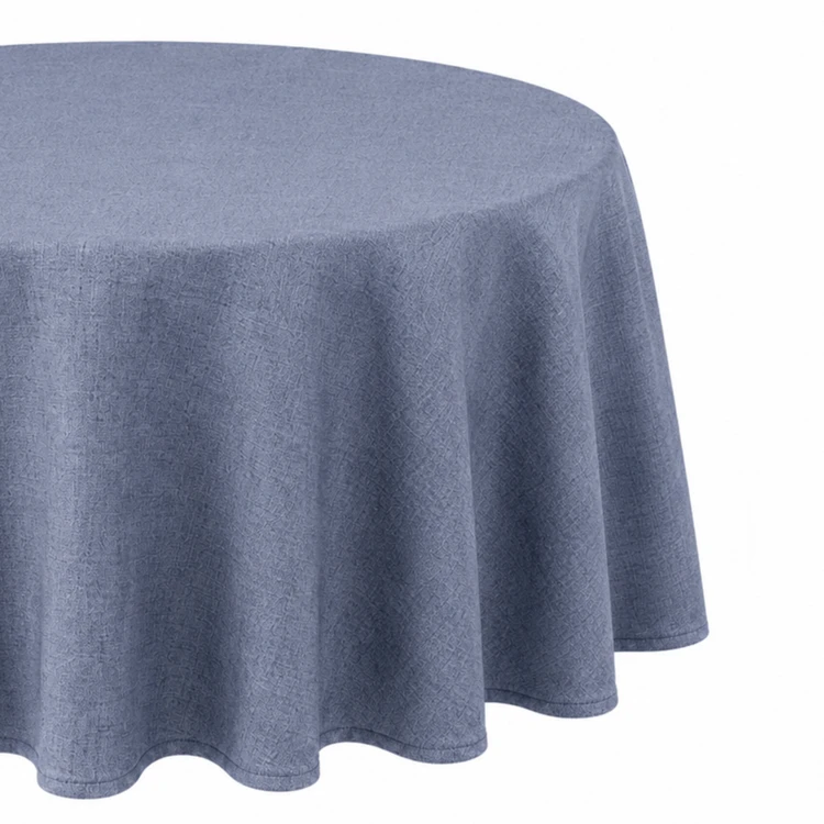 Nappe ronde en polycoton enduit anti-tache unie