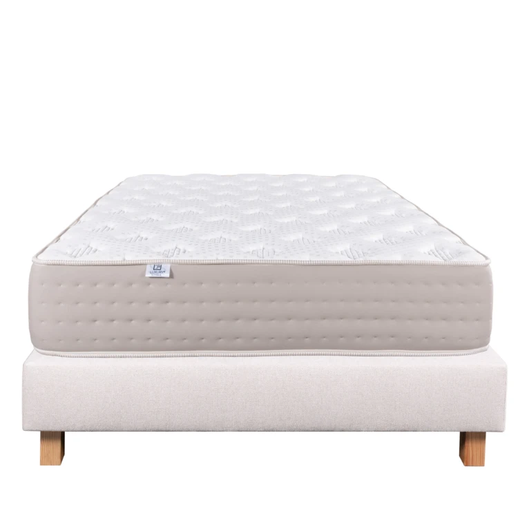 Ensemble matelas ressorts ensachés 26 cm et sommier beige