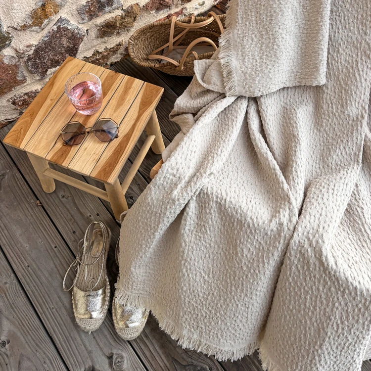 Plaid aus Baumwoll-Jacquard mit Wassertropfenmuster