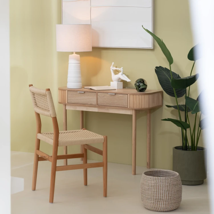 Chaise salle à manger en bois de hêtre et corde