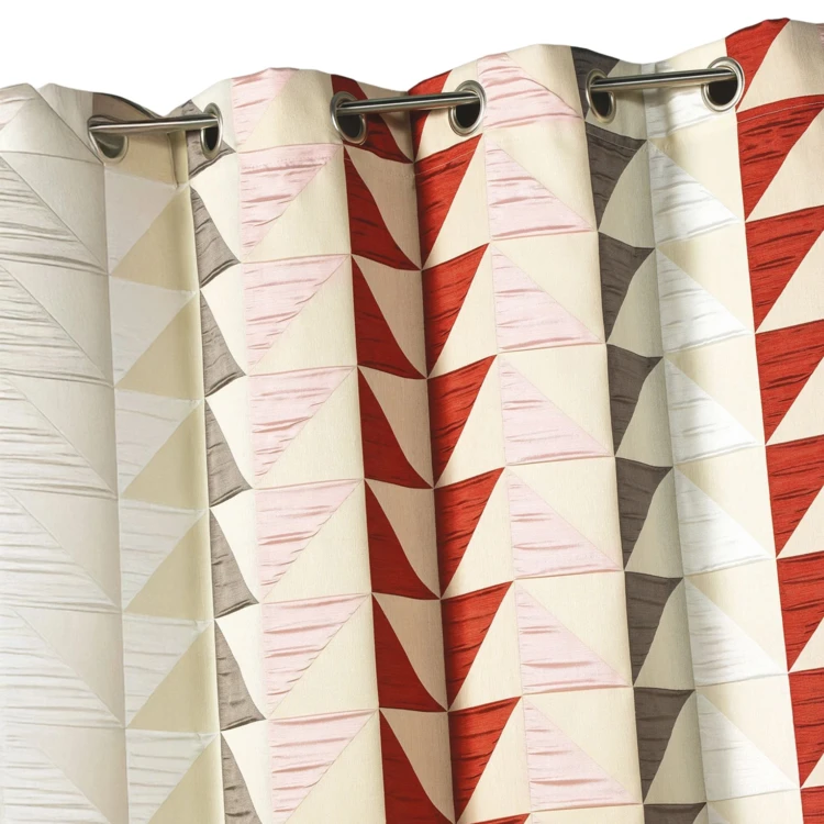 Cortina jacquard opaca com estampados triangulares
