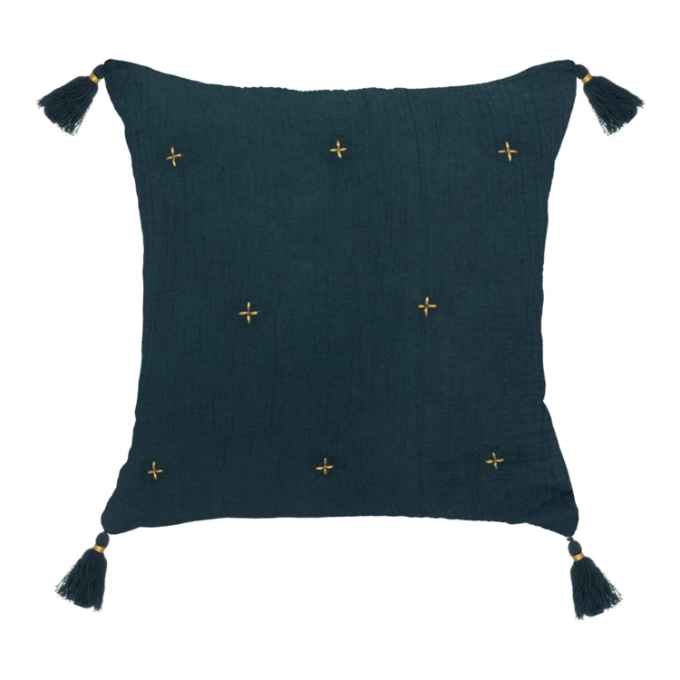 Coussin en gaze de coton brodé