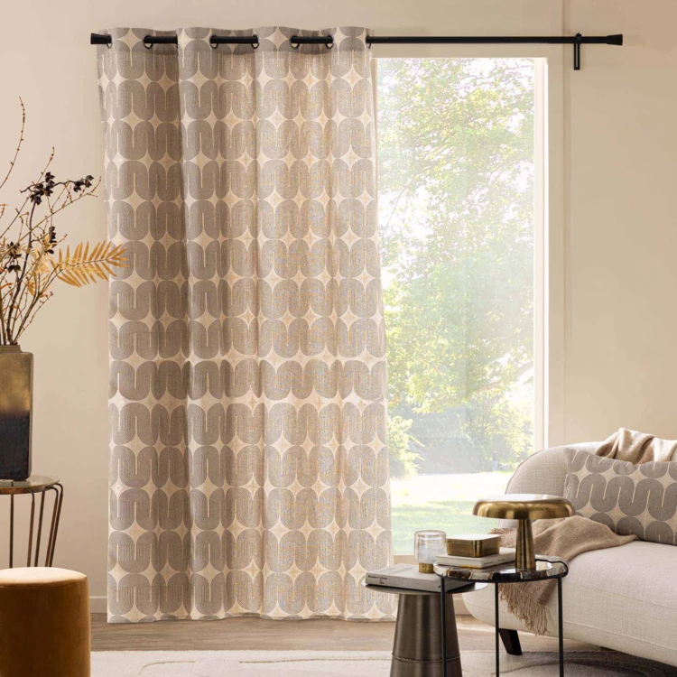 Ösenvorhang aus Polycotton mit Metallic-Muster