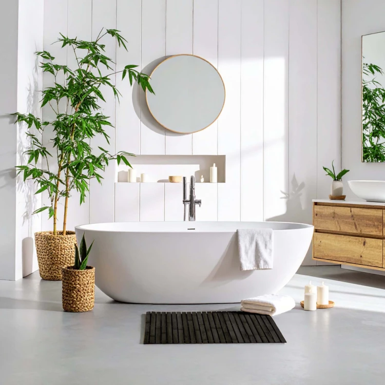Tapis de douche caillebotis en bambou