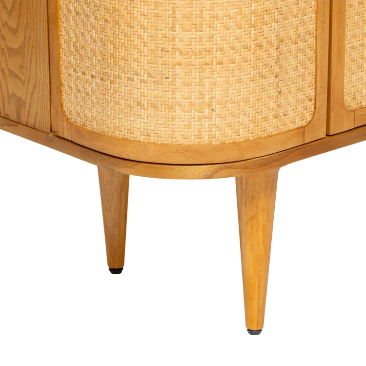 Buffet 4 portes en bois avec cannage