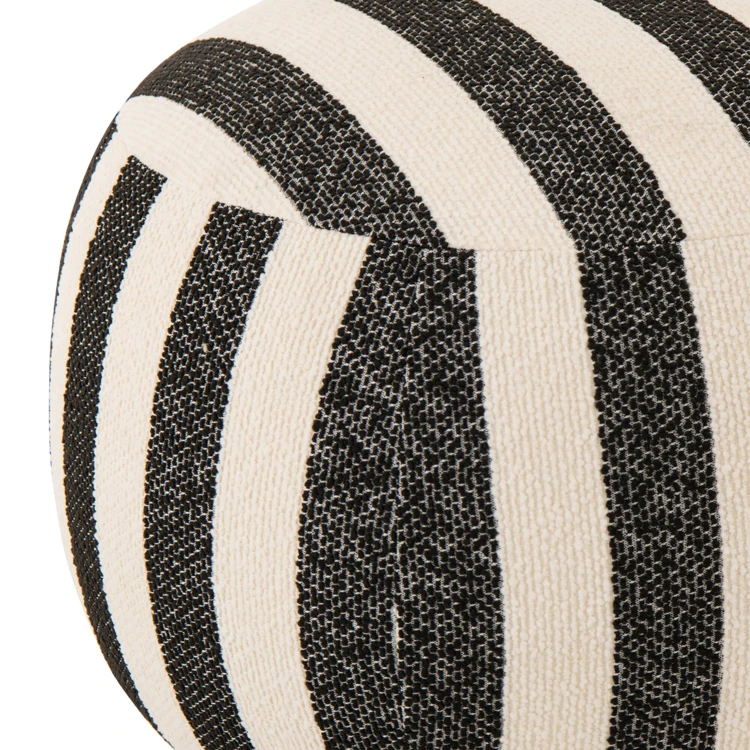Pouf rond en tissu rayé