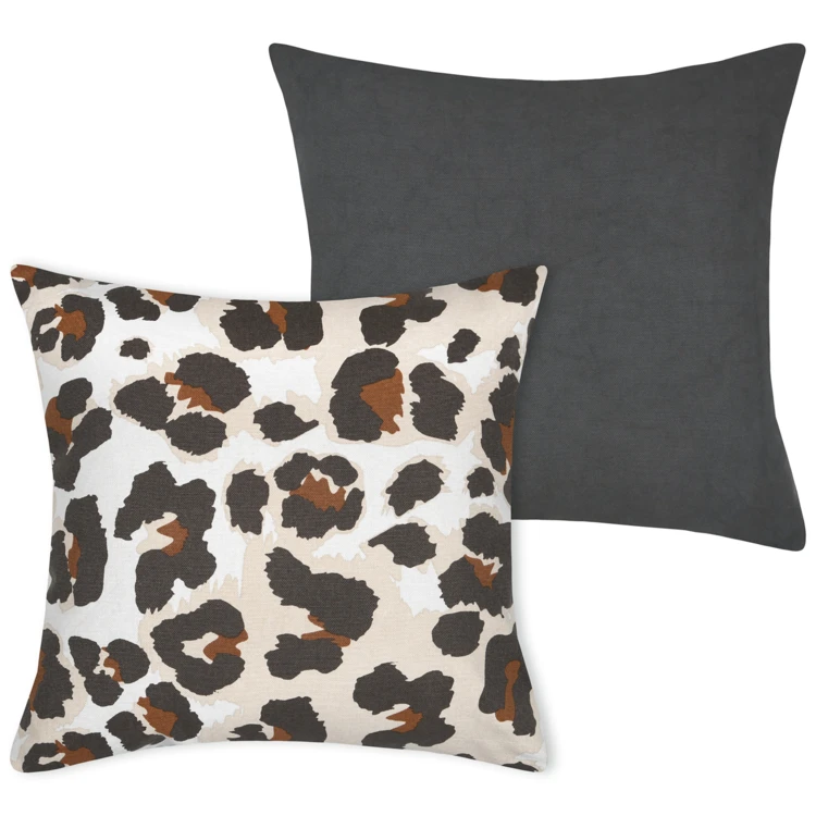 Housse de coussin imprimée motif léopard