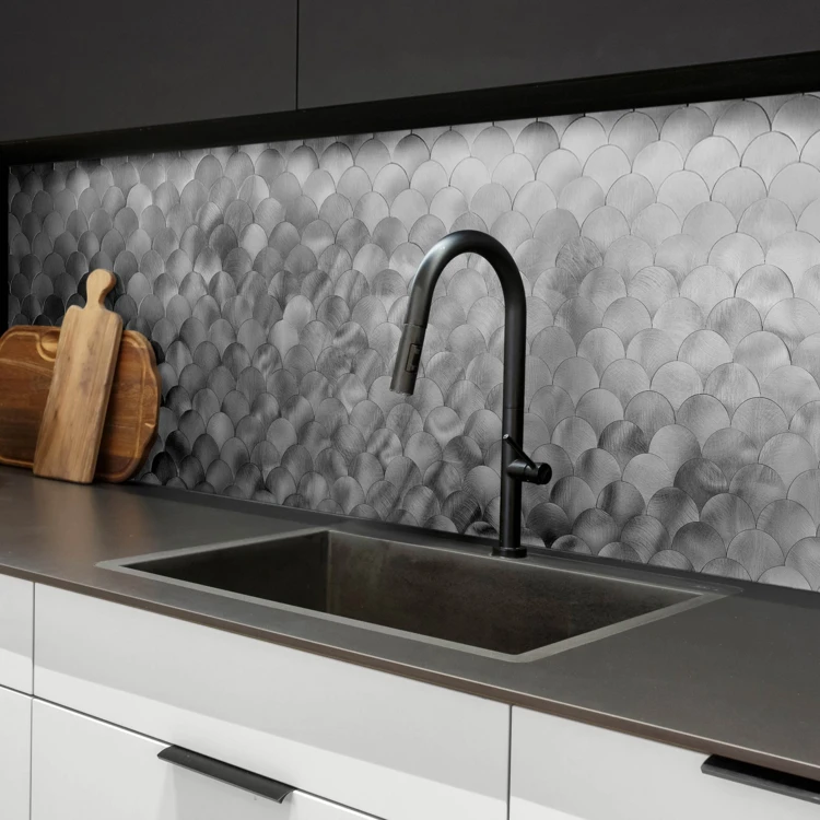 Lot de 4 crédences adhésives murales 3D effet écailles