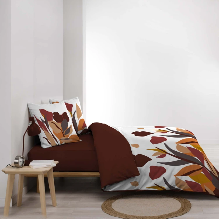 Conjunto de cama de 3 peças, 100 % algodão, com padrão floral: capa de edredão + fronhas
