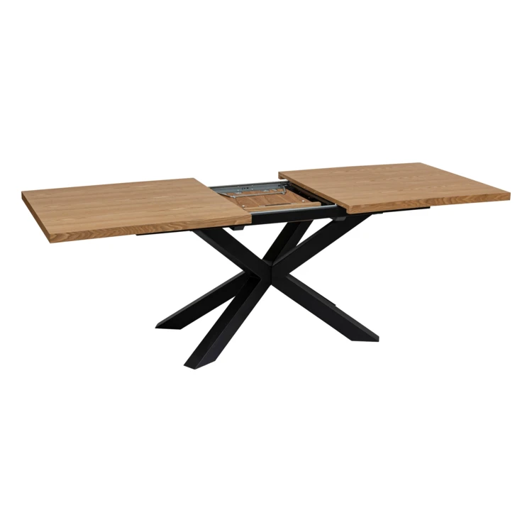 Table à manger extensible aspect bois avec piètement croisé