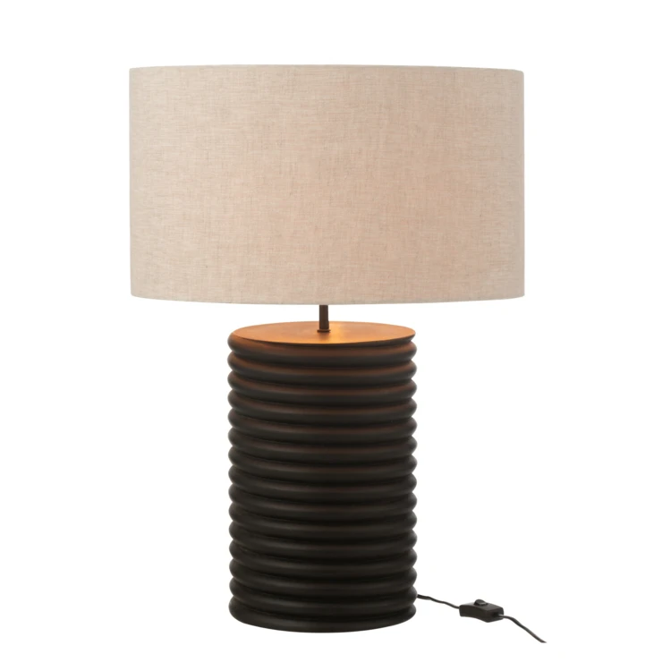 Tischlampe aus Holz mit Stoffschirm