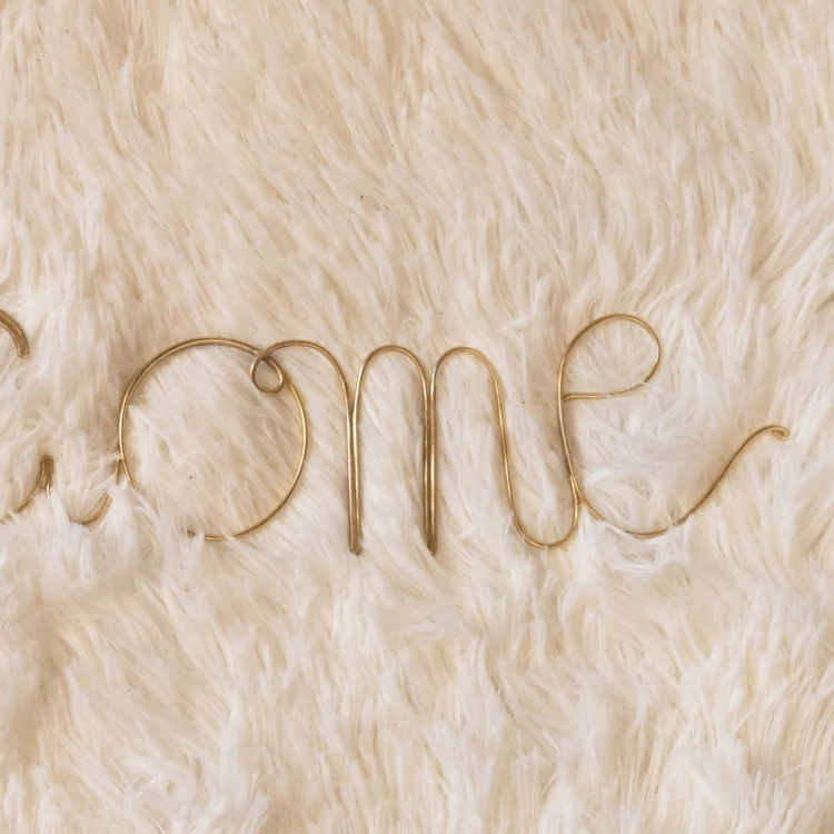Wort Messingdraht "WELCOME HOME"