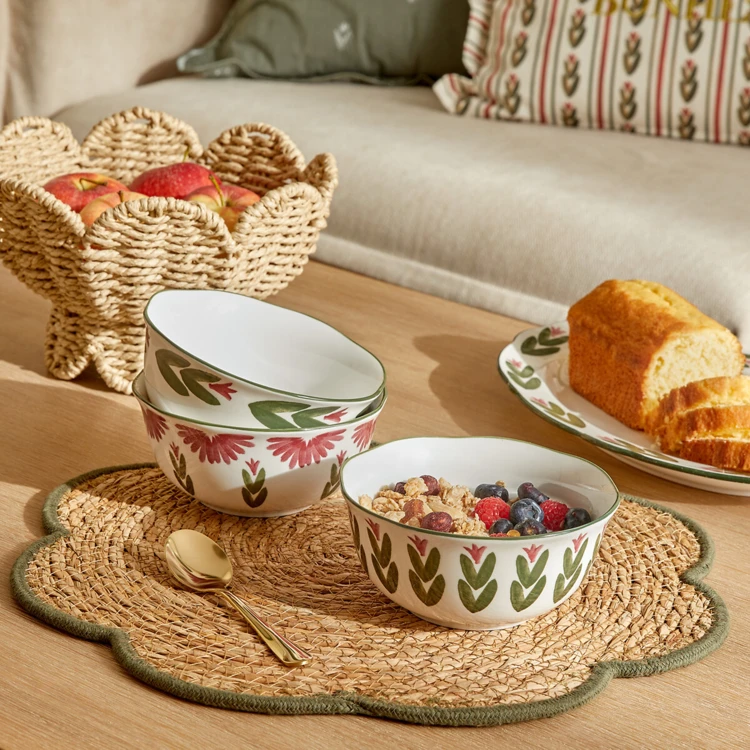 Set de table en jonc tressé à forme florale