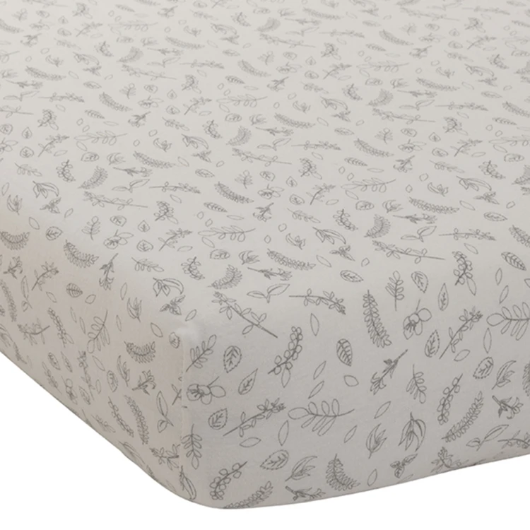 Drap housse bébé en jersey motif feuilles