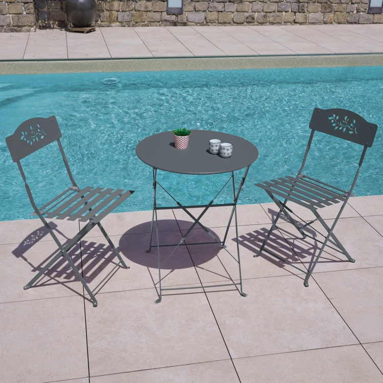 2er-Set klappbare Gartenstühle aus Stahl