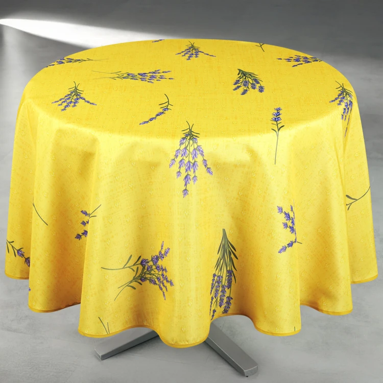 Mantel redondo antimanchas con estampado de lavanda