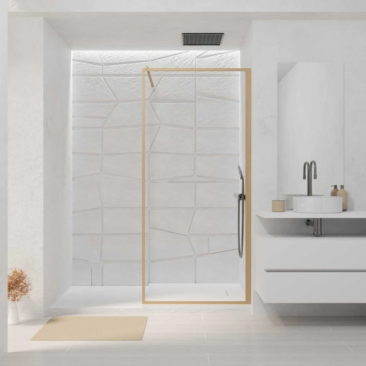 Paroi de douche en verre trempé effet bois