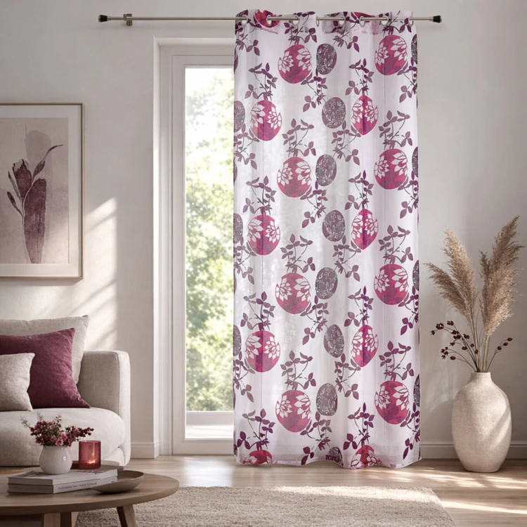 Tecido leve estampado com ilhós primavera