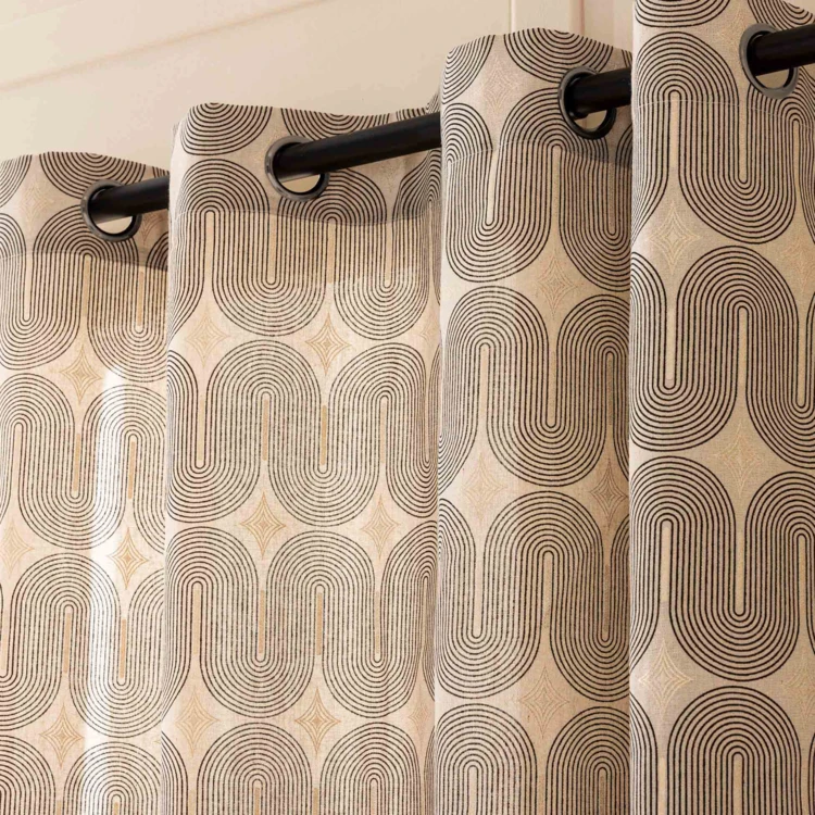 Ösenvorhang aus Polycotton mit Metallic-Muster
