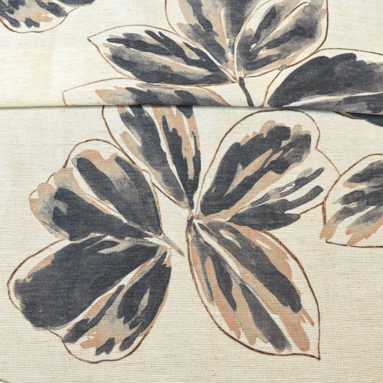 Vorhang aus Poly-Leinen mit aquarellfarbenem Blumenmuster