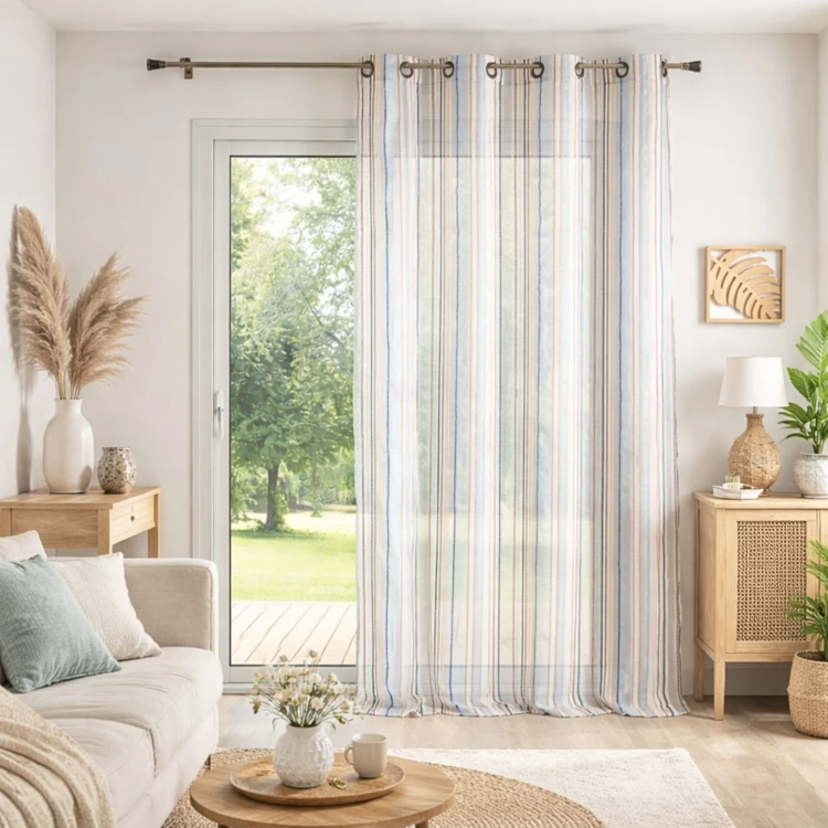 Voile di organza a righe con occhielli