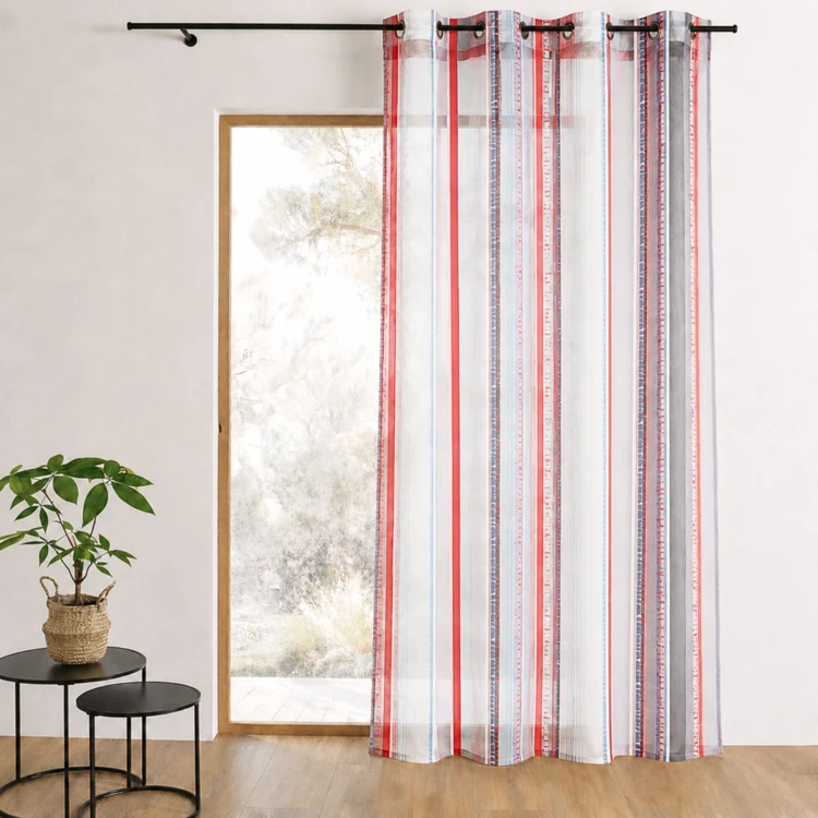 Cortina de organza jacquard con rayas verticales