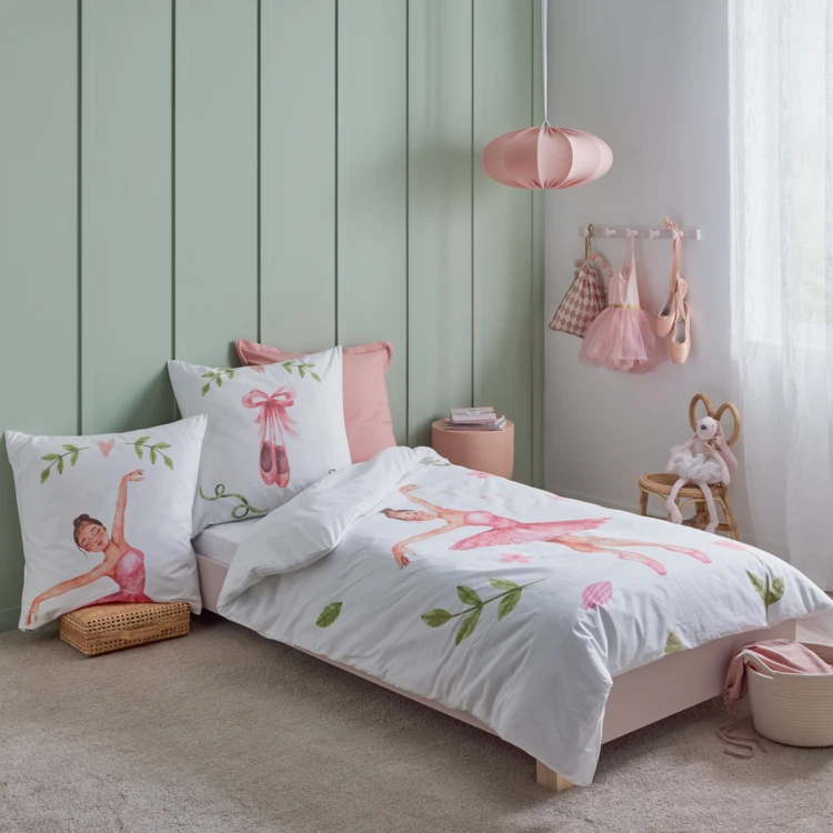 Housse de couette enfant percale de coton danseuse étoile