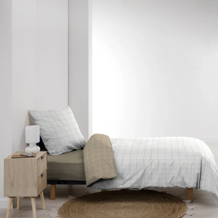 Juego de cama de 2 piezas reversible de algodón con estampado de cuadros + funda de almohada