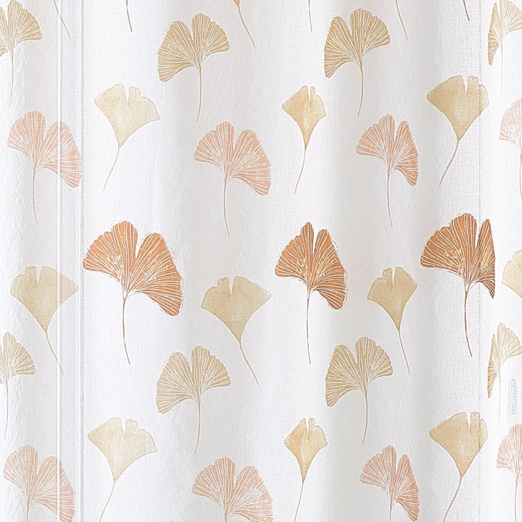 Telas leves estampadas com motivos de ginkgo