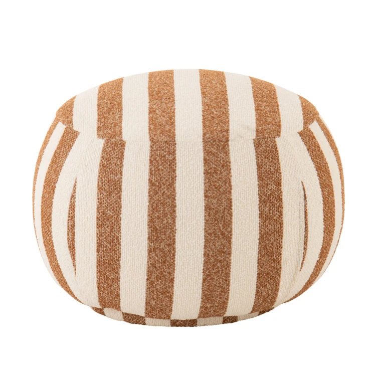Pouf rond en tissu rayé