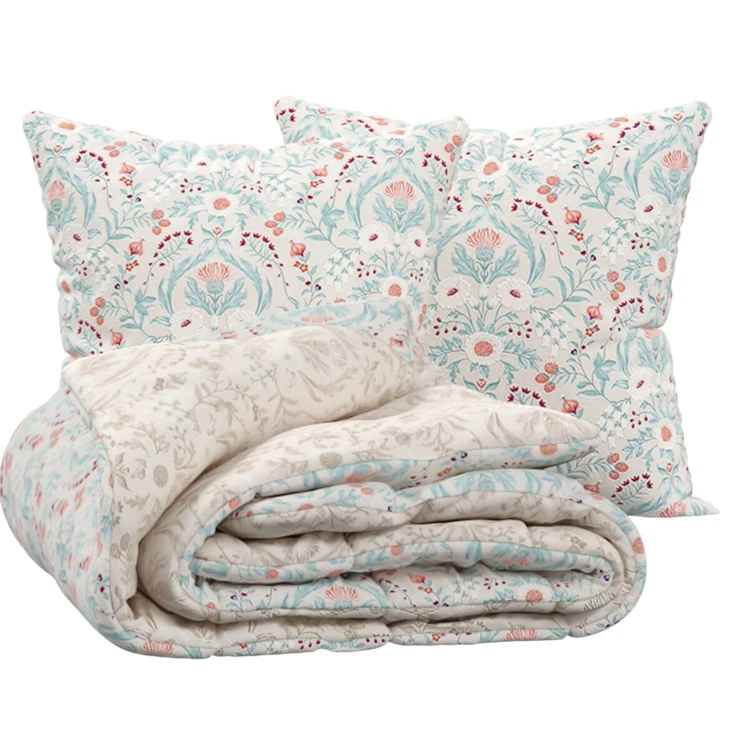 Set da letto a 3 pezzi in cotone reversibile con motivi floreali