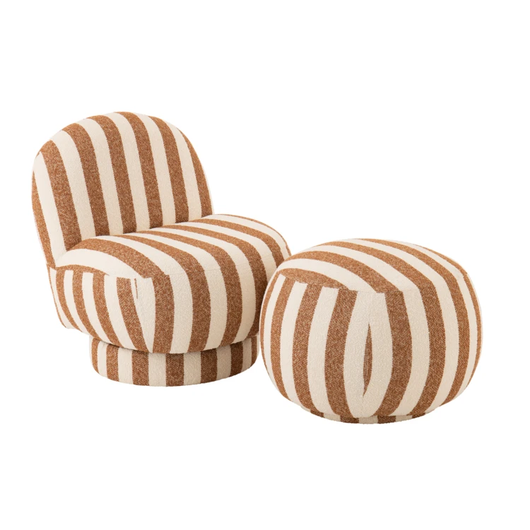 Lounge-Sessel mit gestreiftem Stoffbezug
