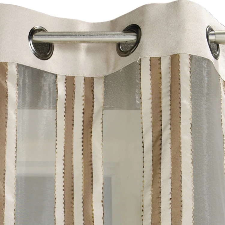 Cortina de organza transparente con rayas verticales
