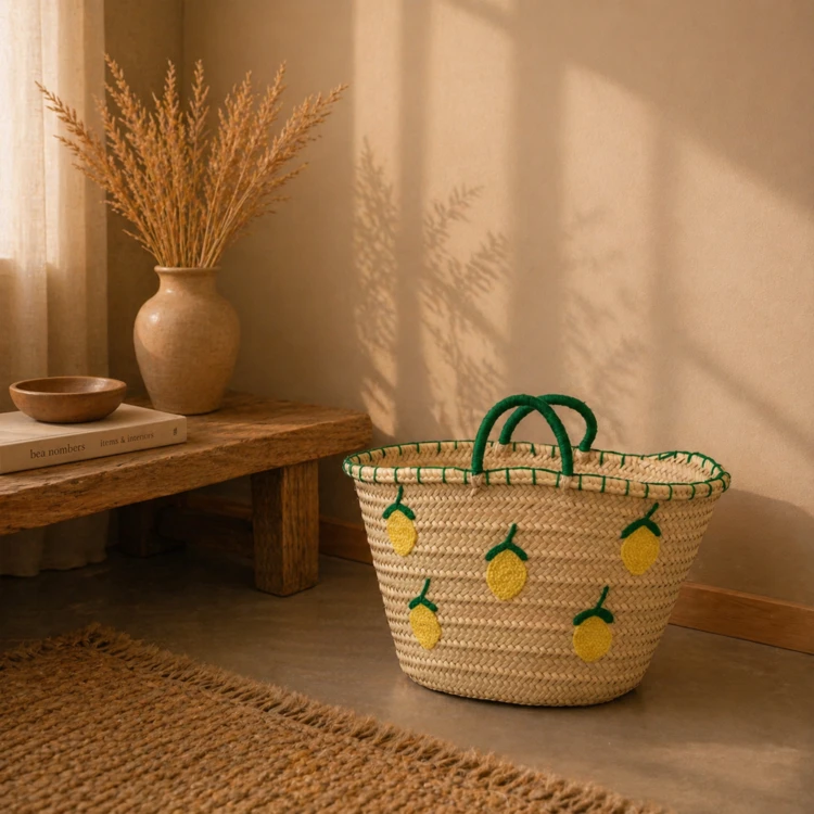 Panier Citrons brodés