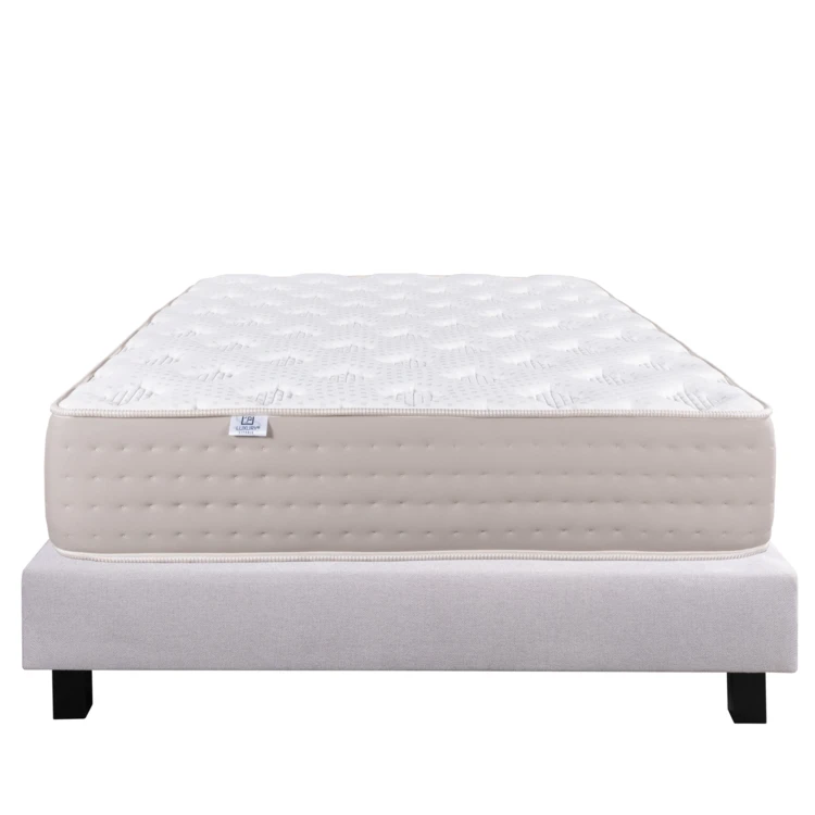 Ensemble matelas ferme avec ressorts ensachés 26 cm et sommier tapissier  gris