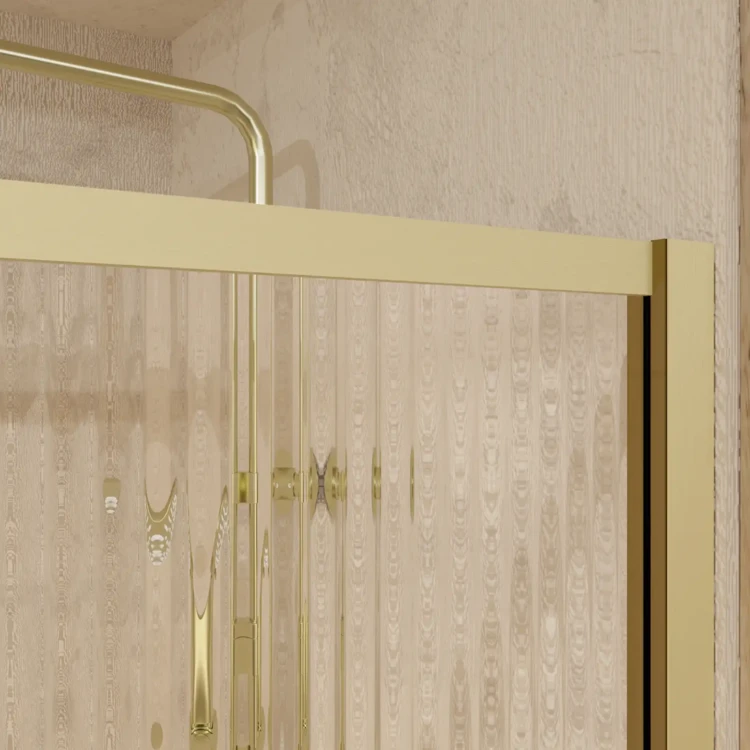 Paroi de douche en verre cannelé doré brossé