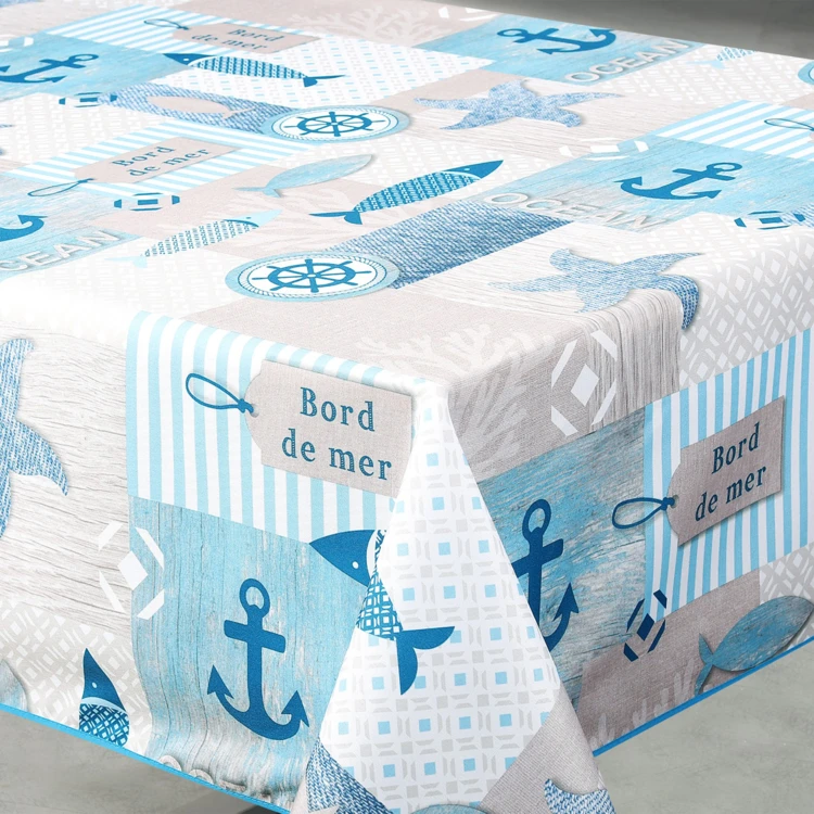 Mantel rectangular antimanchas con estampado marinero