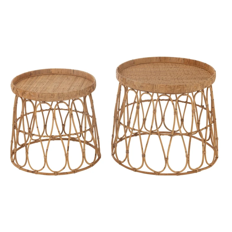Couchtisch aus Rattan – 2er-Set