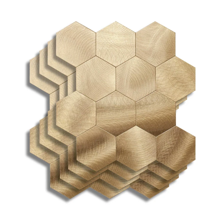 Lot de 4 crédences adhésives murales 3D effet carrelage hexagonal