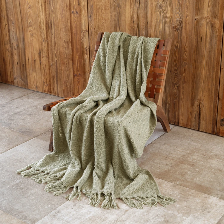 Plaid bouclette doux avec franges
