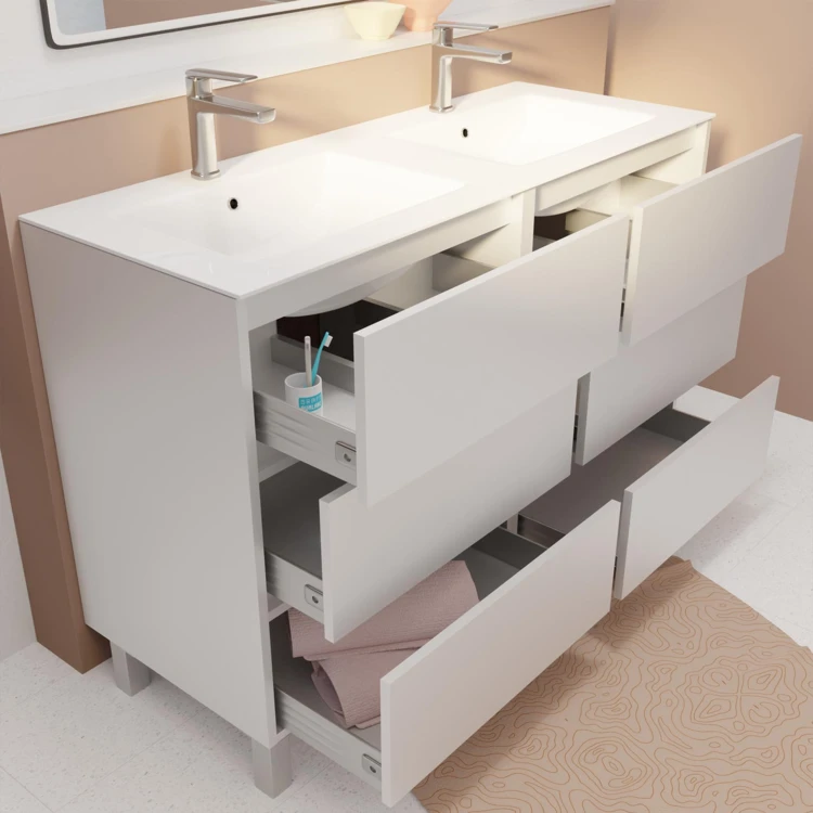 Mobile bagno doppio lavabo con 6 cassetti