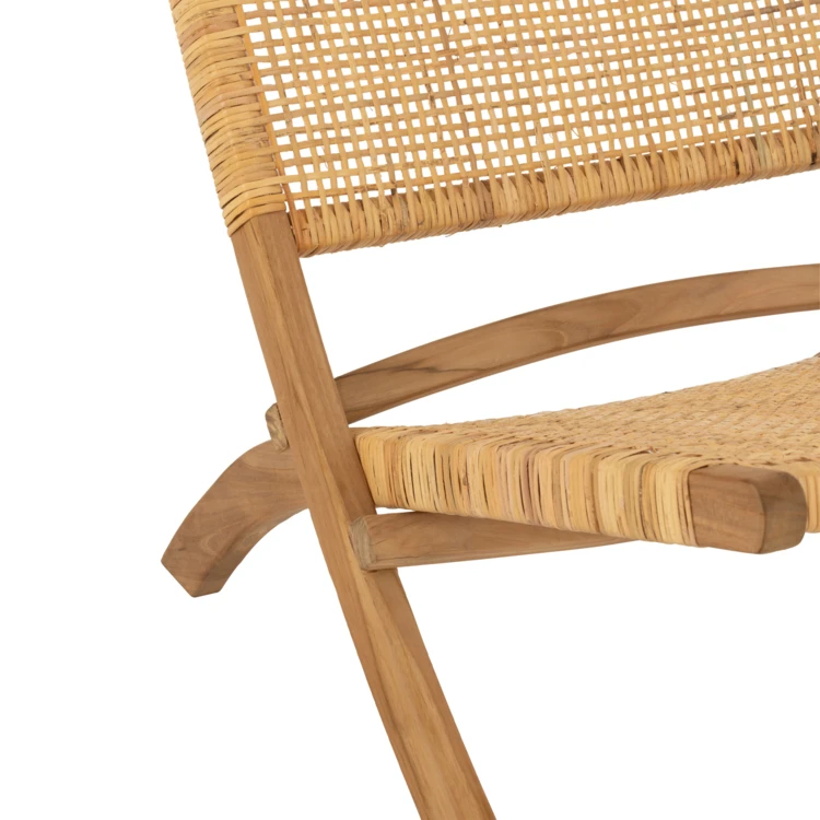 Chaise pliante bois de teck et rotin