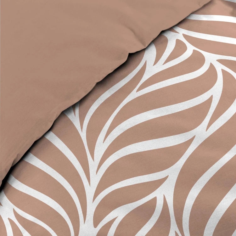 Parure de lit 3 pièces en coton feuille design housse + taies