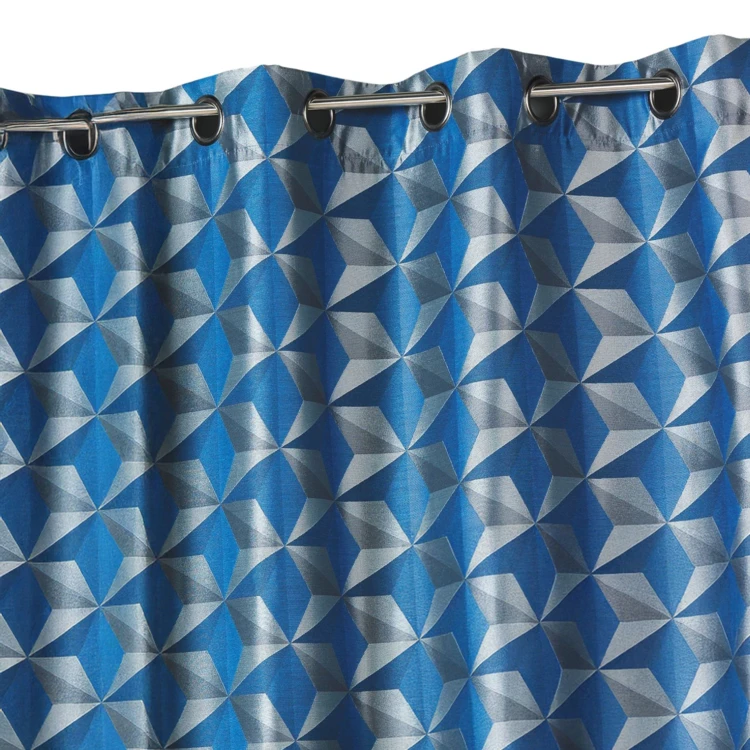 Cortina opaca em jacquard com motivos geométricos