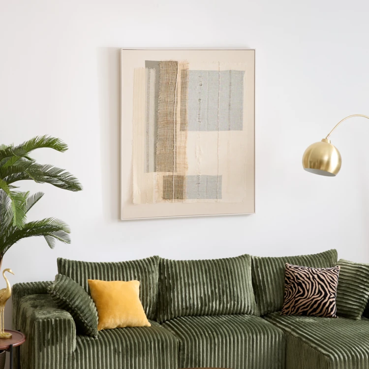 3-Sitzer-Ecksofa aus geripptem Stoff