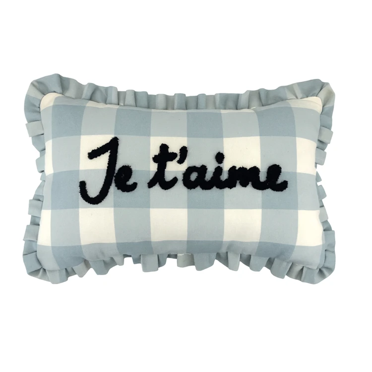 Cojín rectangular a cuadros "Je t'aime