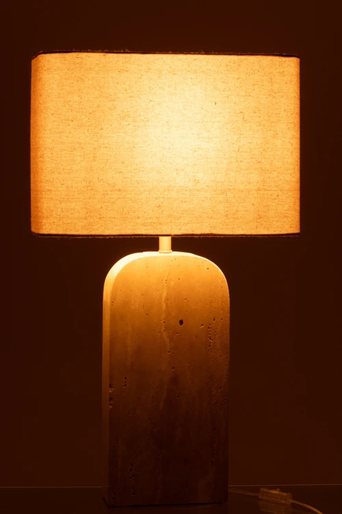 Travertin Tischlampe mit Stoffschirm