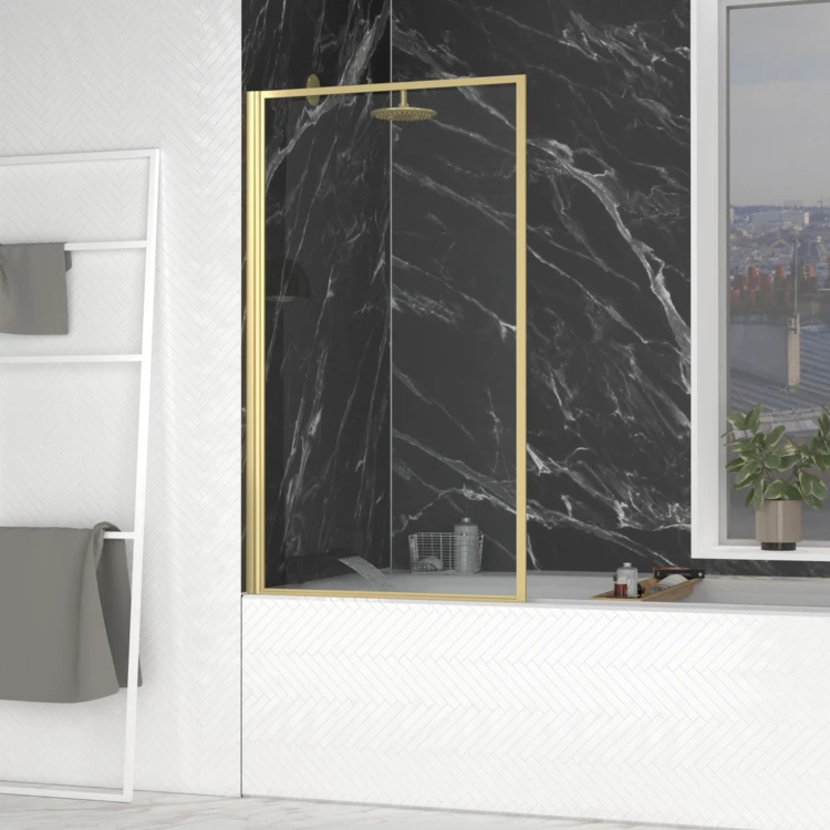 Pare-baignoire rabattable en verre trempé encadrement aluminium
