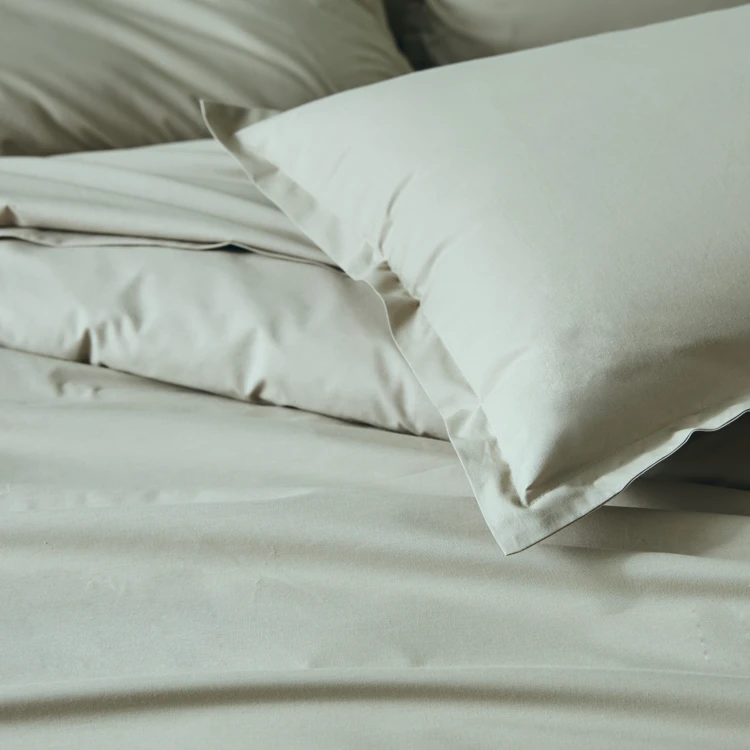 Drap plat piqué uni en percale de coton