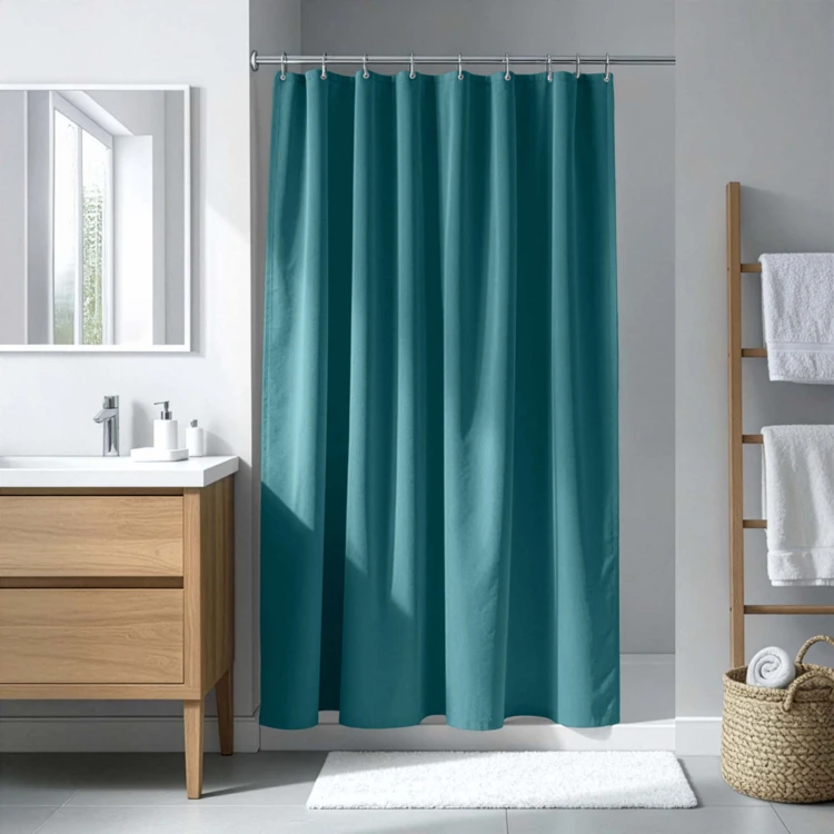 Rideau de douche uni avec crochets